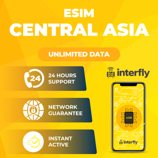 Interfly Travel eSIM Central Asia Unlimited Internet Roaming for Traveler | eSIM Central Asia | eSIM Luar Negeri