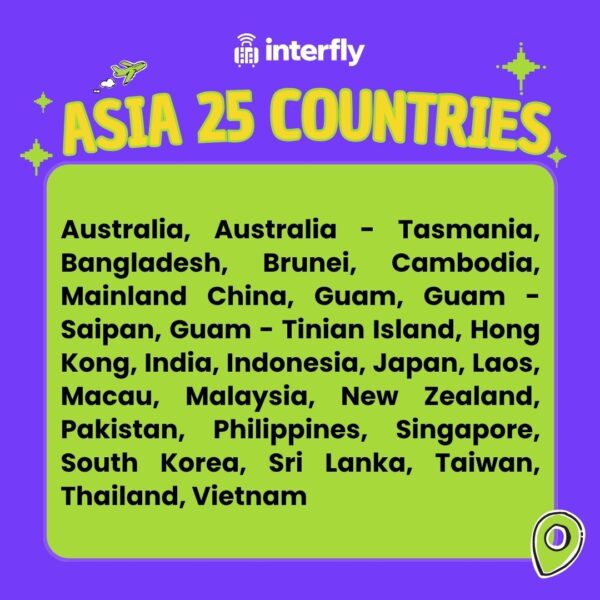 eSIM Interfly Asia 25 Countries Coverage