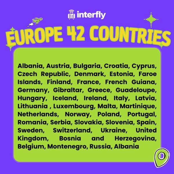 eSIM Interfly Europe 42 Countries Coverage